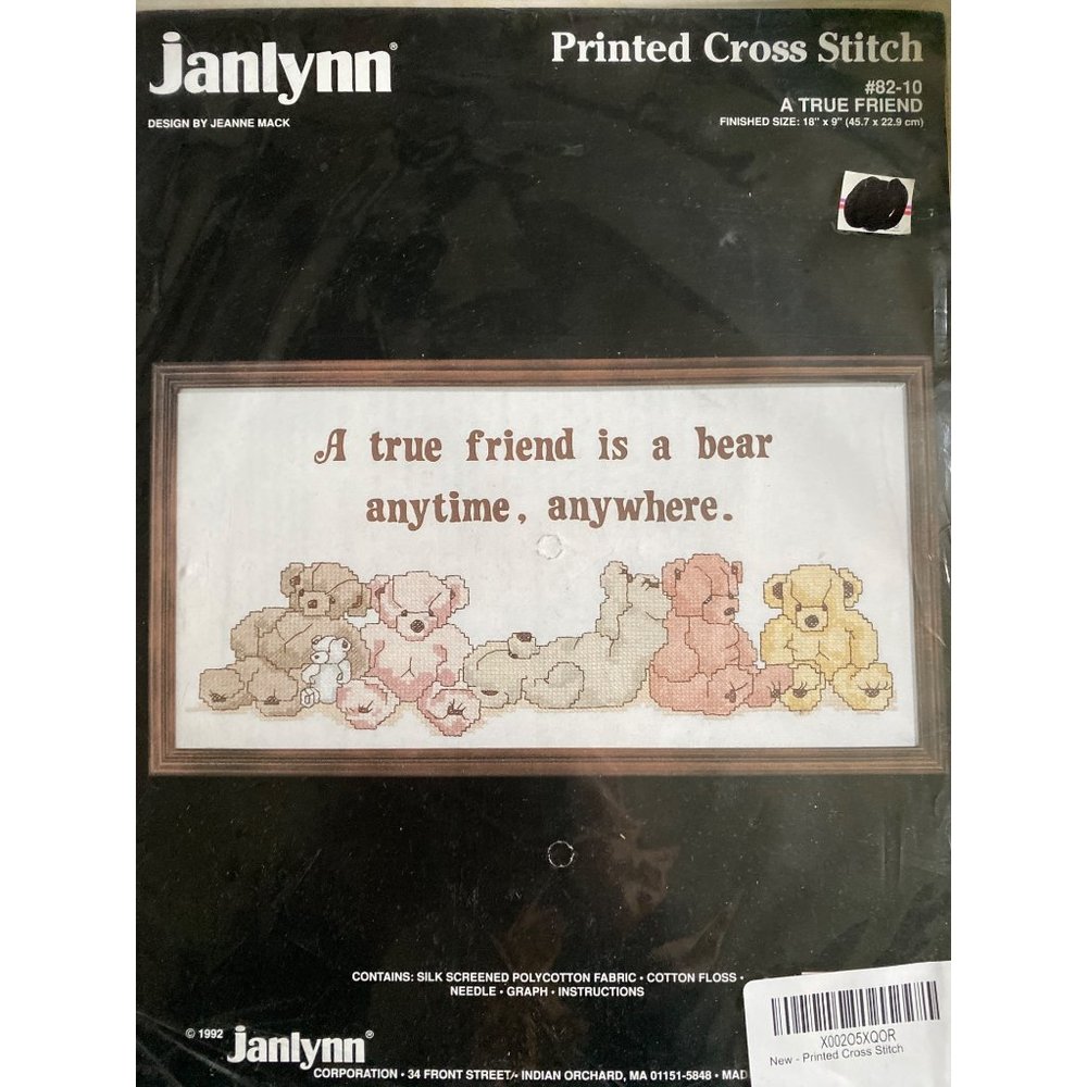 Janlynn Cross Stitch A true Friend 82-10 NIP 18 x 9"